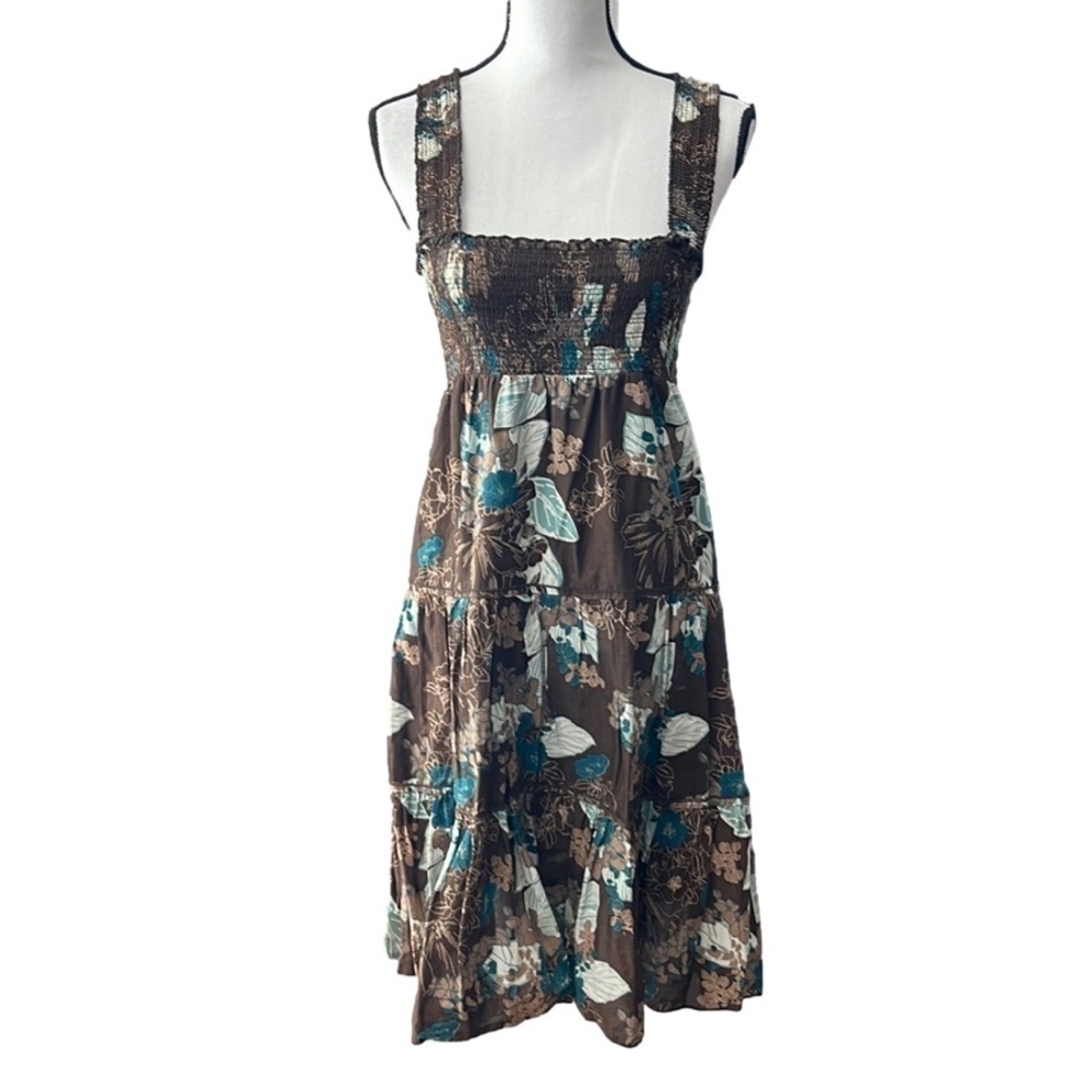 🎉HP 🎉, NWOT, CHARLOTTE RUSSE, Green, Brown, Floral, Dress, Size M, 100% Cotton